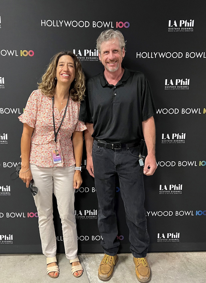Happy 100 Hollywood Bowl! Jim had the pleasure of meeting with Joanne Pearce Martin, Principle Keyboardist of the LA Phil when he installed our Allen G330 at the Hollywood Bowl.